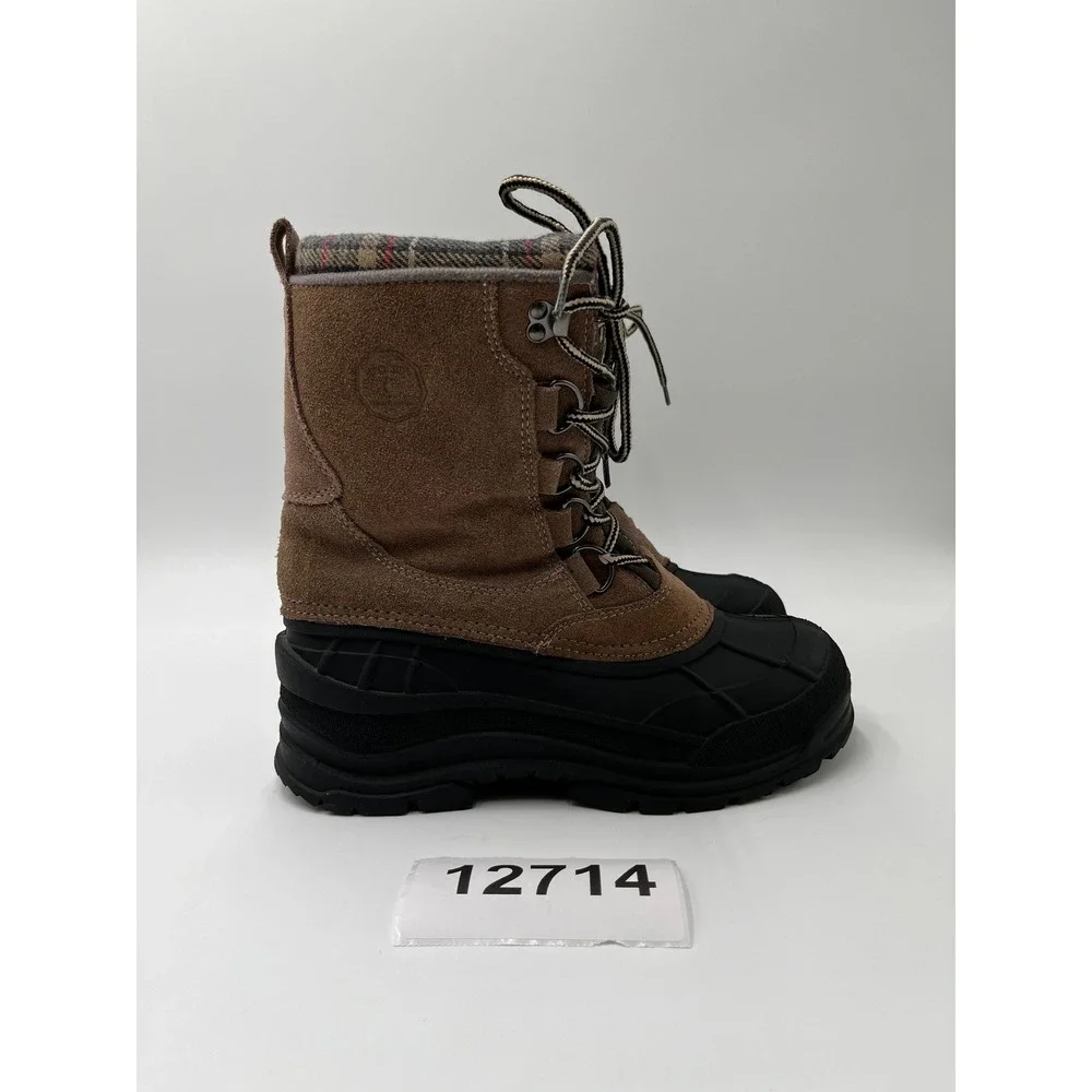 Weatherproof Duck Boots Mens 8 Brown Excellent Plaid Lined Winter Suede